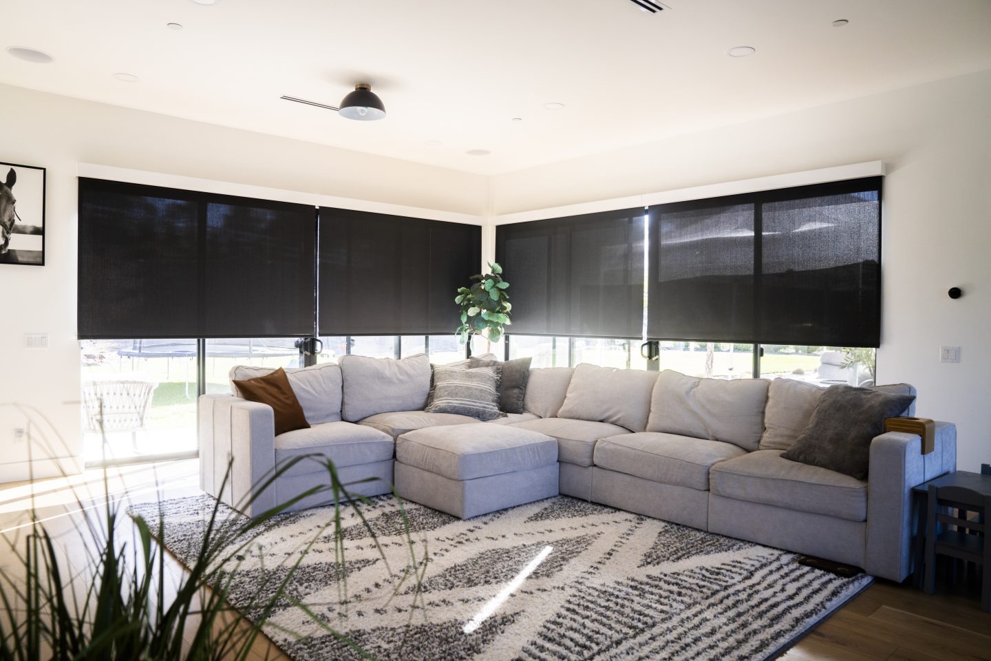 custom interior black out shade roller automation california home living room 2